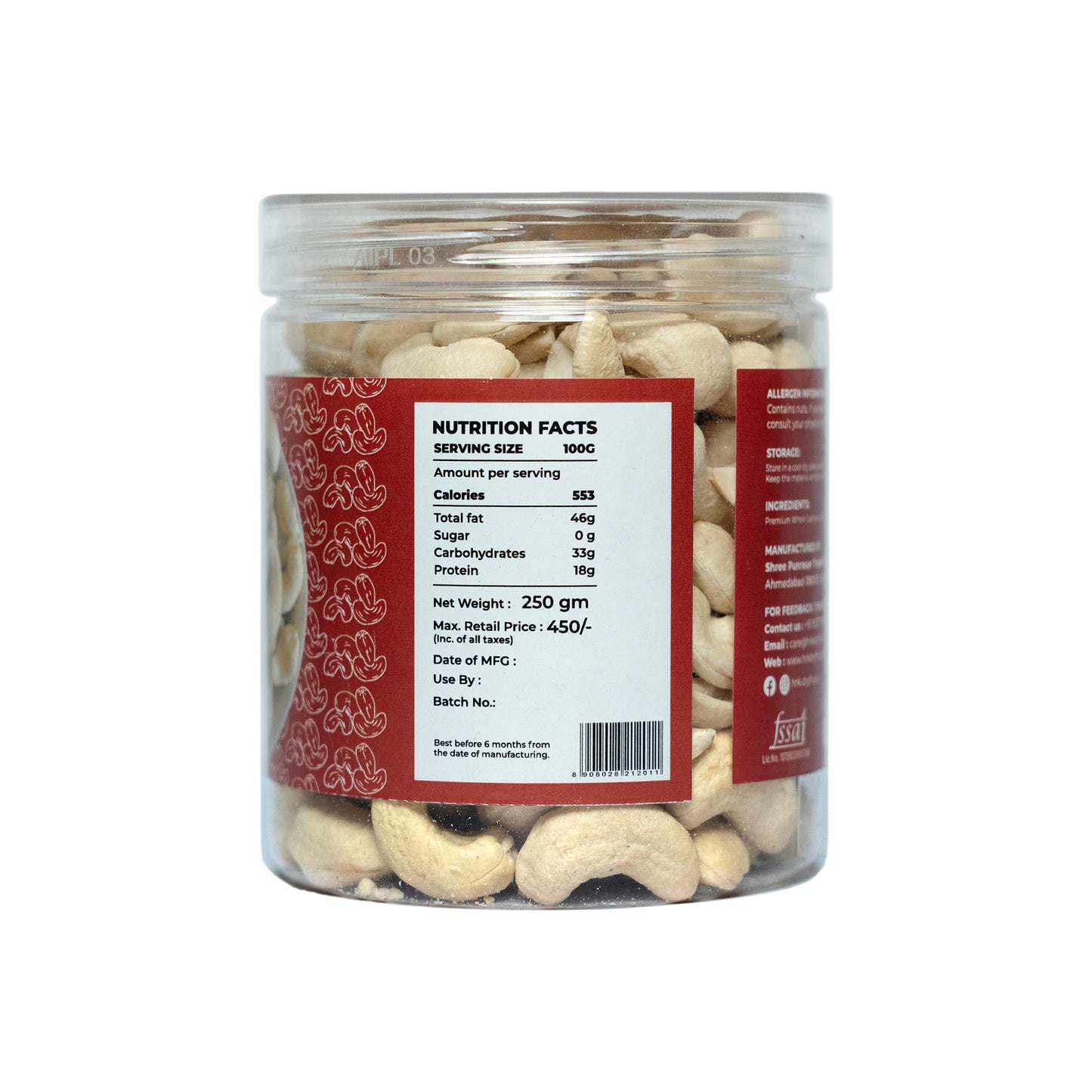 HRK Premium W240 Cashews – 250g